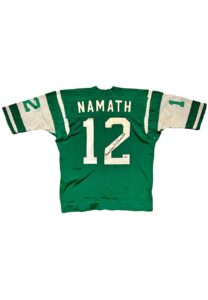 1969-72 Joe Namath New York Jets Game-Used & Signed Home Durene Jersey