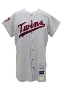 1969 Jim Perry Minnesota Twins Game-Used Road Flannel Jersey