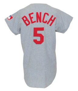 1969 Johnny Bench Cincinnati Reds Game-Used Flannel Road Jersey