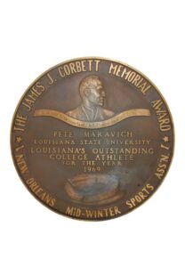 1969 “Pistol” Pete Maravich Louisiana College Player of the Year Plaque