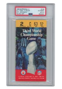 1969 Super Bowl III Ticket Stub Signed By MVP Joe Namath