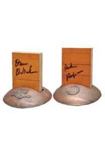 1970-73 Madison Square Garden Floor Pieces Signed by Red Holzman and Dave DeBusschere