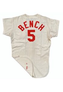 1970 Johnny Bench Cincinnati Reds Game-Used Home Flannel Jersey