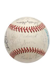 1970’s Old Timers Game Autographed Baseball with Mantle & Other HOFers