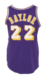 1971-1972 Elgin Baylor LA Lakers Game-Used Road Jersey