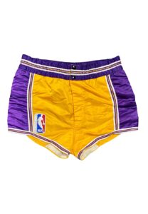 1971-72 Jerry West LA Lakers Game-Used Satin Shorts