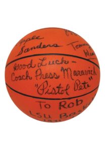 1971-72 LSU Team Autographed Basketball with Pistol & Press Maravich