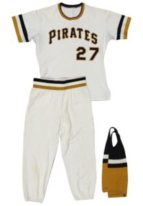 1971 Bob Johnson Pittsburgh Pirates Game-Used Home Uniform & Stirrups