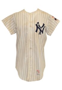 1971 Jerry Kenney New York Yankees Game-Used Home Pinstripe Flannel Jersey