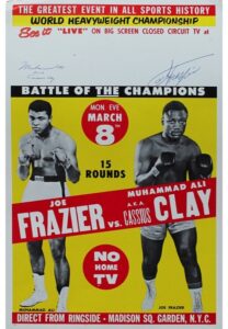 1971 Muhammad Ali vs. Joe Frazier Dual-Signed 14×22 Closed-Circuit Poster