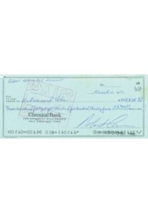 1971 Paycheck Issued To Muhammad Ali From Bob Arum As “The Fight Of The Century” Purse Compensation