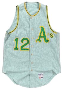 1971 Tommy Davis Oakland A’s Game-Used Road Flannel Jersey