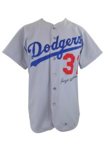 1972 Doug Rau/Hoyt Wilhelm Los Angeles Dodgers Game-Used Road Jersey Autographed By Hoyt Wilhelm