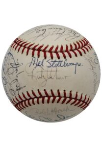 1972 New York Yankees Team-Signed OAL Baseball Including Thurmon Munson