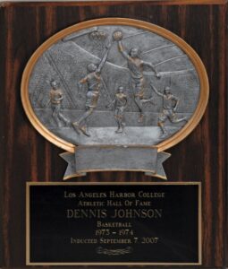 1973-1974 Dennis Johnson Harbor College Hall of Fame Induction Plaque