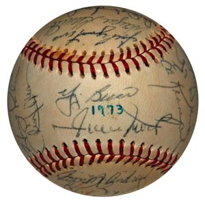 1973 NY Mets Team Autographed Baseball From The Collection Of Jerry Grote