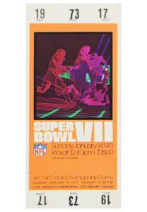 1973 Super Bowl VII Unused Full Ticket