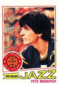 1974 & 1977 Topps Pete Maravich New Orleans Jazz Autographed & Inscribed Basketball Cards