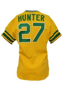 1974 Jim “Catfish” Hunter Oakland A’s Game-Used & Autographed Yellow Jersey