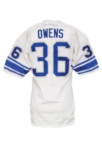 1974 Steve Owens Detroit Lions Game-Used & Autographed Road Durene Jersey