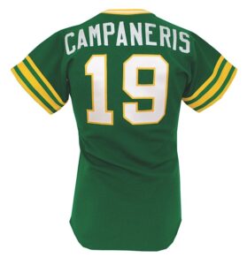 1975 Bert Campanaris Oakland Athletics Game-Used Road Jersey