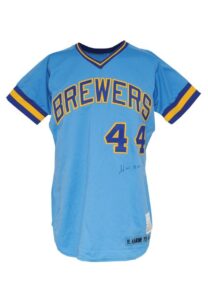 1975 Hank Aaron Milwaukee Brewers Game-Used & Autographed Jersey