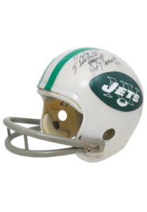 1975 Lou Piccone New York Jets Game-Used Helmet Signed by Joe Namath