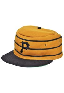 1976 Manny Sanguillen Pittsburgh Pirates Game-Used Pillbox Mustard Cap