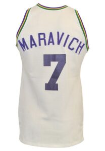 1977-78 “Pistol” Pete Maravich New Orleans Jazz Game-Used Home Jersey