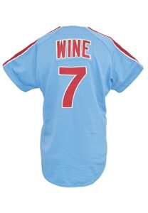 1977 Bobby Wine Philadelphia Phillies Coaches-Worn Powder Blue Road Jersey