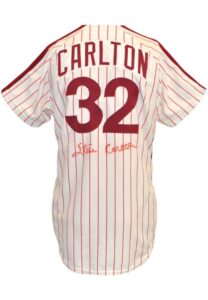 1977 Steve Carlton Philadelphia Phillies Game-Used & Autographed Pinstripe Home Jersey