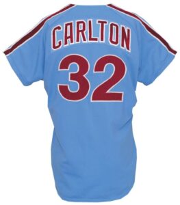 1977 Steve Carlton Philadelphia Phillies Game-Used & Autographed Powder Blue Road Jersey