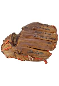 1978 Sid Monge Philadelphia Phillies Game-Used & Dual-Autographed Mitt With Attribution To Steve Carlton