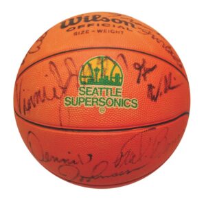 1979-80 “Downtown” Fred Brown Seattle SuperSonics Team Autographed Basketball