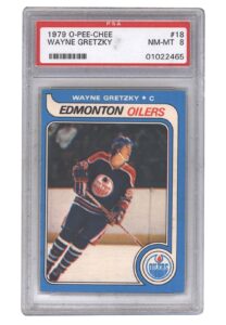 1979 O-Pee-Chee #18 Wayne Gretzky Rookie Card (PSA NM-MT 8)