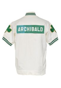 1980-81 Nate “Tiny” Archibald Boston Celtics Worn & Autographed Home Warm-Up Jacket