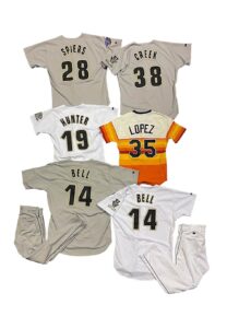 1980-90s Houston Astros Game-Used Jersey & Uniform Lot Including – Hunter, Bell, Lopez, Creek & Spiers