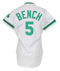 1980 Johnny Bench Cincinnati Reds Game-Used & Autographed St. Patrick’s Day Jersey