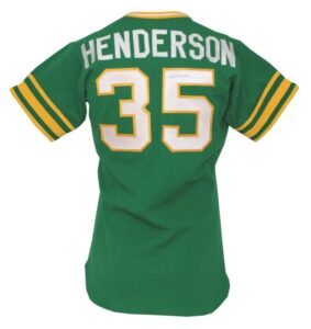 1980 Rickey Henderson Oakland A’s Game-Used & Autographed Alternate Jersey