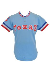 1980 Texas Rangers Game-Used Home & Road Jerseys — Bump Wills Road & Pat Putnam Home