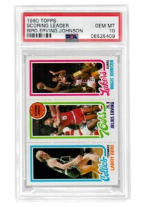 1980 Topps Scoring Leaders Bird, Erving, Johnson