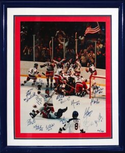 1980 USA Olympic Hockey Team Framed & Autographed LE Photo & Framed Olympic Card Set Uncut Sheet