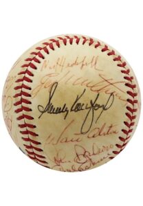 1980s Hall Of Famers & Stars Old Timers Multi-Signed Baseball Including Maris, Koufax & Many More