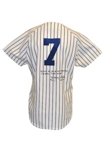 1980s Mickey Mantle/Whitey Ford New York Yankees “Mickey & Whitey Fantasy Camp” Worn & Autographed Home Jersey With Great Inscription