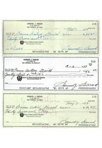 1980s Sam Snead Autographed “Screen Actors Guild” Personal Checks