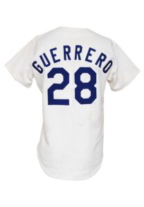 1981 Pedro Guerrero Los Angeles Dodgers Postseason Game-Used & Autographed Home Jersey, Encapsulated Card & Signed Photo