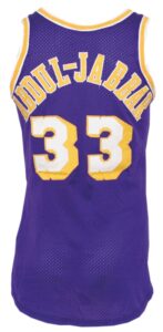 1982-1983 Kareem Abdul-Jabbar LA Lakers Game-Used Road Jersey