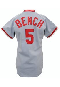 1982 Johnny Bench Cincinnati Reds Game-Used Road Jersey