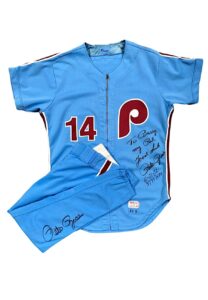 1982 Pete Rose Philadelphia Phillies Game-Used & Inscribed Hit 3,771 Powder Blue Uniform