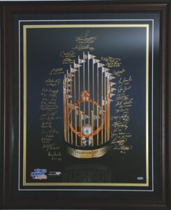 1983 Baltimore Orioles Team Signed World Series Trophy 20″ x 24″ Photo with Inscriptions